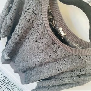 Charcoal grey dylan eyelet lace crew neck long sleeve floral cutout detail